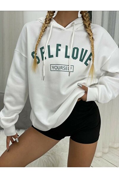 Relax family xf Λευκό Selflove Γυναικείο Φούτερ - Με κουκούλα