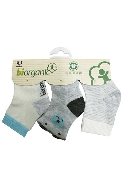 Biorganic Baby Boy Gray Socks 3 pcs