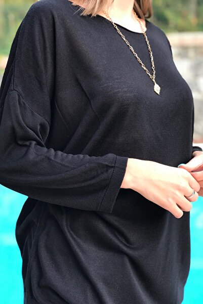 novon Πλεκτή μπλούζα με λαιμόκοψη 100% βισκόζη, χαλαρή εφαρμογή