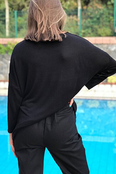 novon Πλεκτή μπλούζα με λαιμόκοψη 100% βισκόζη, χαλαρή εφαρμογή