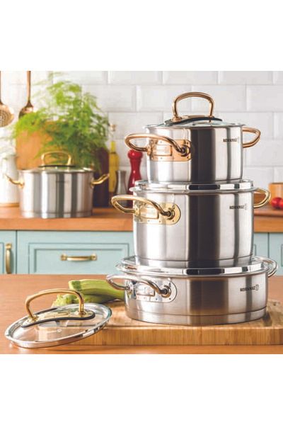 KORKMAZ A1148 Proline 8 - Gold Pot Set