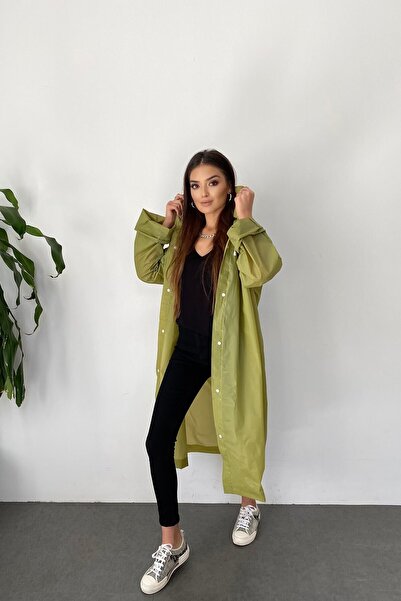 Butik Gardrop Γυναικείο Χακί Snap Λεπτομέρεια Διαφανές Αδιάβροχο