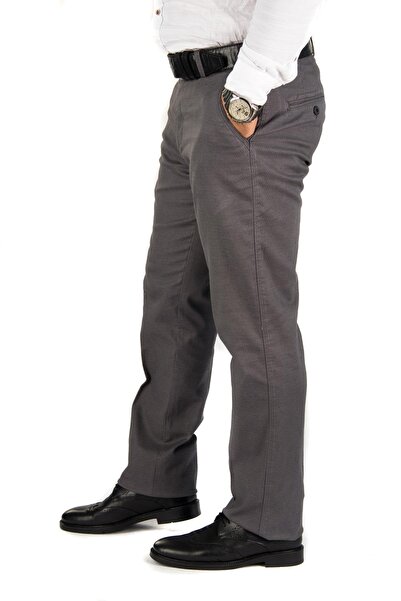 wontilotte Erkek Gri Panemara Cotton Likrali Gabardin Keten Pantolon