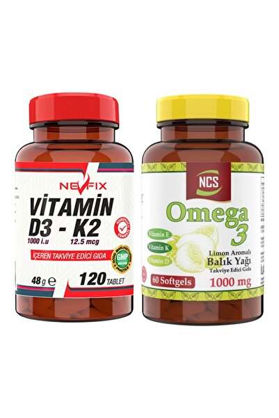 NCS Omega 3 Balık Yağı Limon Aromalı Vitamin D3-k2 120 Tablet