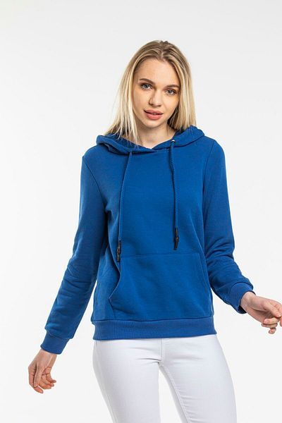 ŞIK STİL Women's Saks Hooded Plain Sweatshirt