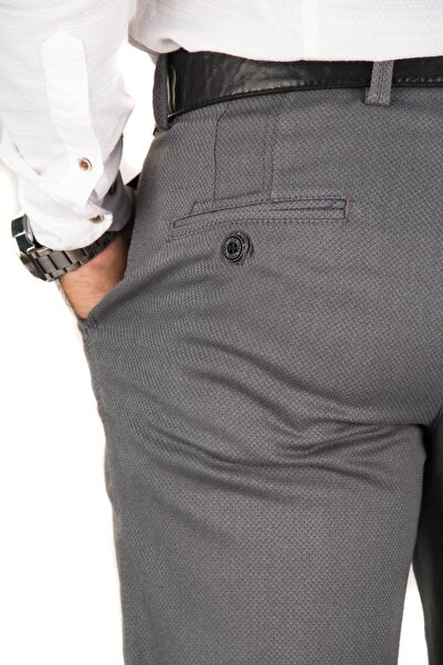 wontilotte Erkek Kışlık Gri Roxvıp Pamuk Full Likrali Gabardin Keten Pantolon