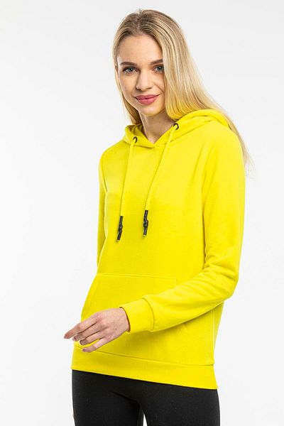ŞIK STİL Women's Yellow Hooded Plain Sweatshirt