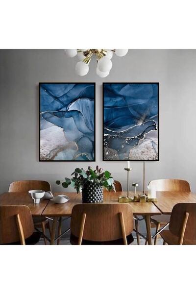Markazip Siyah Metal Çerçeveli Ikili Kanvas Tablo Ef6271-k-s