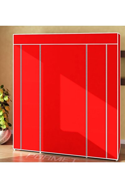 PORMET Çelik Profilli Kırmızı Renk Bez Dolap, Kumaş Gardırop