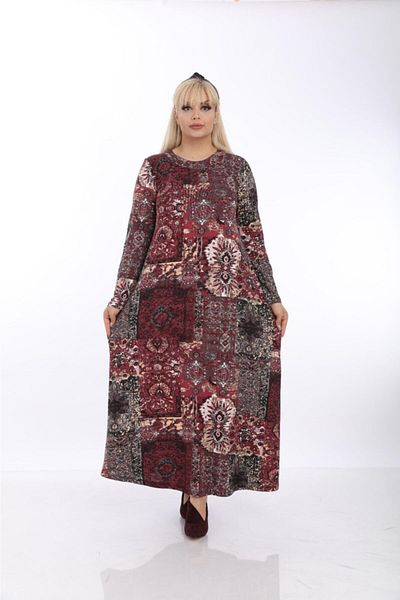 Mezura Rochie lungă pentru femei, cu mâneci lungi, din viscoză, din bumbac pieptănat, potrivită în hijab