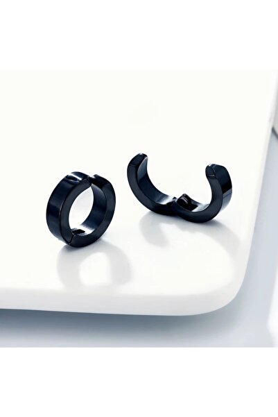 Gogoey Unisex Paslanmaz Çelik Küpe Deliksiz Kulaklara Kıskaçlı Mıknatıslı Tasarım 2 Adet Siyah