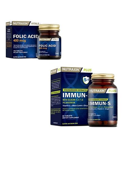 Nutraxin Folic Acid and Immun-s Tablet - 400 Mcg, 100 + 60 Tablets