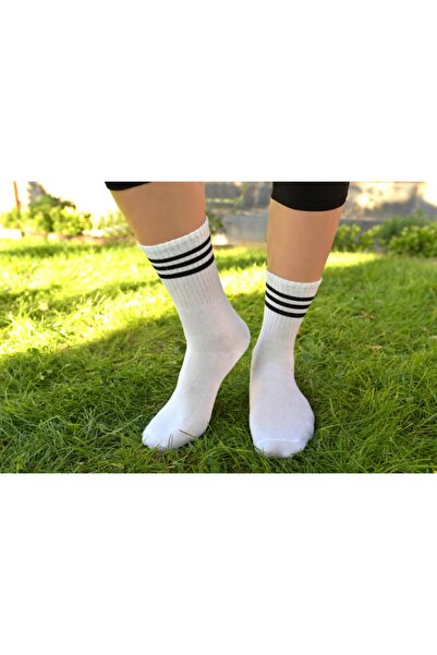CUBBUX Дамски чифт от 3 дълги колежански чорапи с кръгли райета