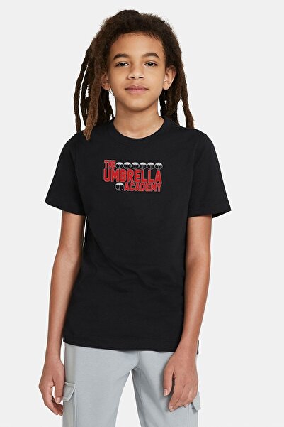 QIVI Unisex dečija crna majica The Umbrella Academy logo&text 2 Štampano