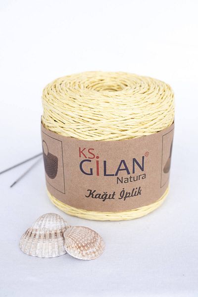 KS GİLAN Taka Yarn, Χάρτινο νήμα πλεξίματος, ανοιχτό κίτρινο (16)