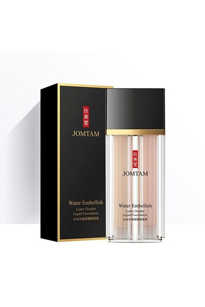 JOMTAM Single Bottle Two Tubes Natural Color Illuminating Makeup Base + Liquid Foundation 17.5 + 17.5 gr