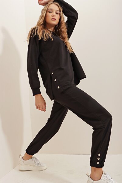 Trend Alaçatı Stili Sweatsuit - Black - Regular