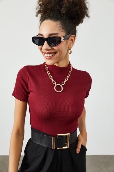 XHAN Dámske bordové tričko s rolákom 2KZK1-12055-05