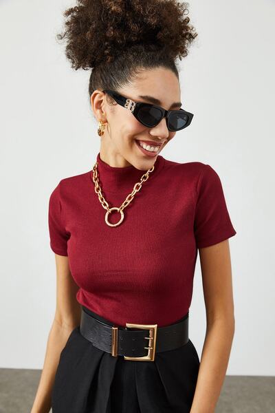 XHAN Dámske bordové tričko s rolákom 2KZK1-12055-05