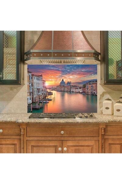 StickerArt Mutfak Duvar Tezgah Arası Ocak Arkası Sticker Kaplama Venedik Akşam