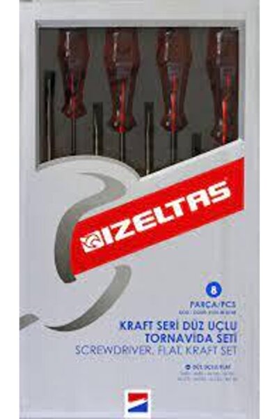 İzeltaş 4100 00 8108 Tornavida Seti Kraft Düz Uçlu 8 Parça