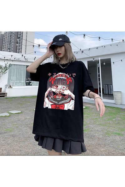 Köstebek Μπλουζάκι Anime Girl Loli Goth Μαύρο (unisex).