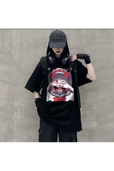 Köstebek Μπλουζάκι Anime Girl Loli Goth Μαύρο (unisex).