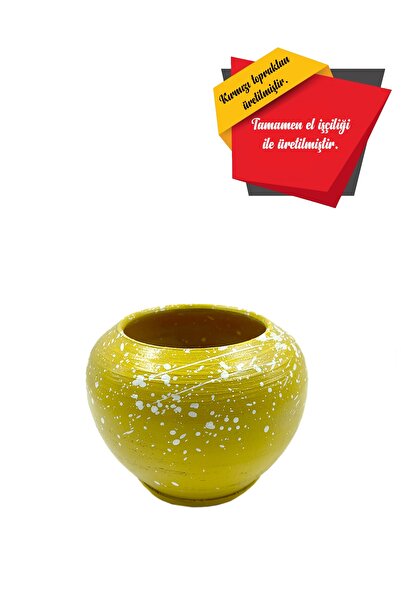 Hediye Bizden El Yapımı Renkli Mini Çömlek Saksı