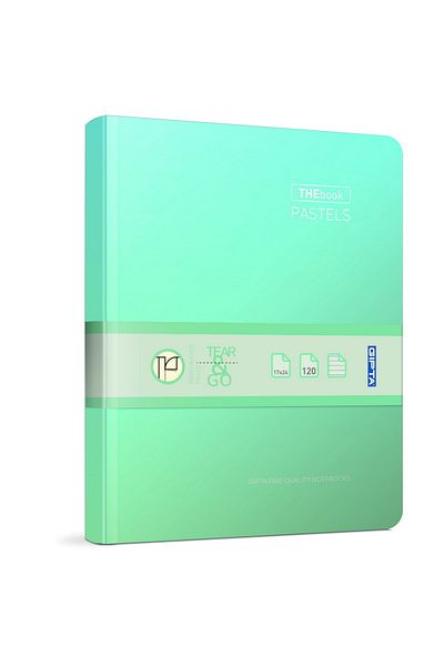 Gıpta The Book Pastel 14x20 120 Sheets 4 Compartments Hard Cover Hardcover Notebook (3059) Checked Pastel Green