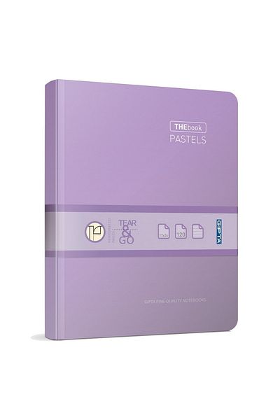 Gıpta The Book Pastel 20x28 120 coli 4 compartimente Copertă rigidă Caiet cartonat (3302) Pastel violet cu rigle