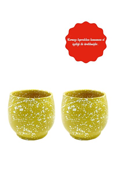 Hediye Bizden 2'li El Yapımı Renkli Mini Çömlek Saksı