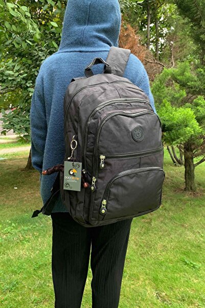 DodoButik حقيبة ظهر مدرسية سوداء كبيرة الحجم مقاومة للماء