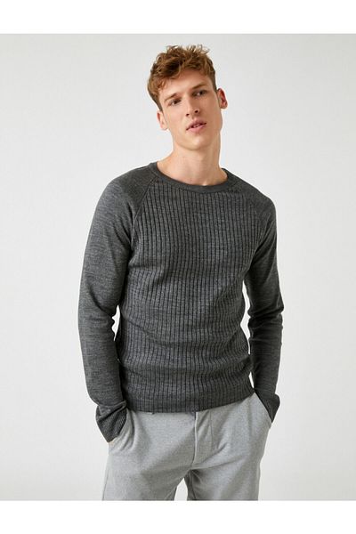 Koton Raglan Sleeve Sweater - Gray 2kam91599gt