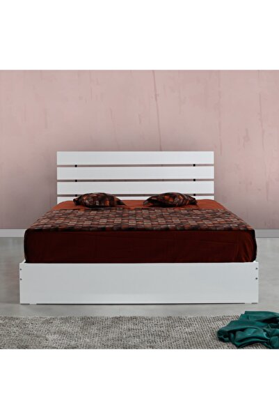 PASİFİC HOME Huga Çift Kişilik Beyaz Ahşap Karyola 150lk / 150x200 Başlıklı K...