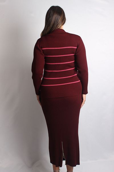 Sude Ekl Claret Red 2-Piece Knitwear Set 154