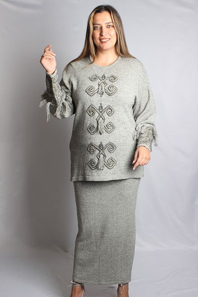 Sude Rpsd Gray 2 Piece Knitwear Set 9665