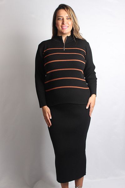 Sude Ekl Black-tan 2 Piece Knitwear Set 154
