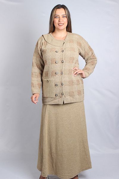 Sude My Beige Jacket Skirt 2 Piece Knitwear Suit 817