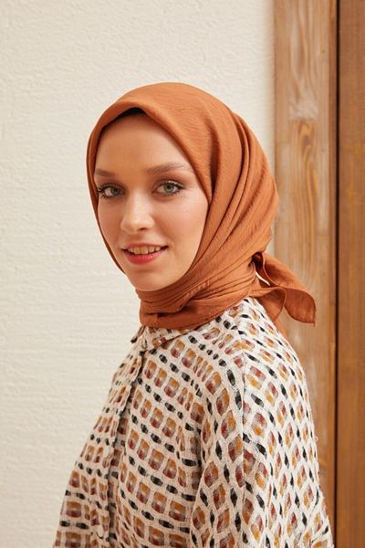 Şalland Plain Silk Viscose Scarf Series Powder Tile