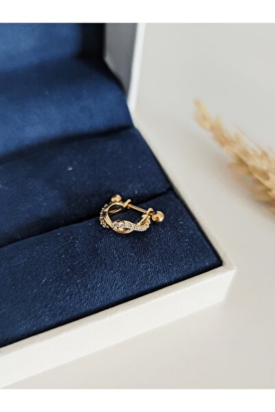 SU PERİSİ TAKI BİJUTERİ Cerrahi Çelik Gold Zirkon Taşlı Sonsuzluk Model Piercing , Tragus