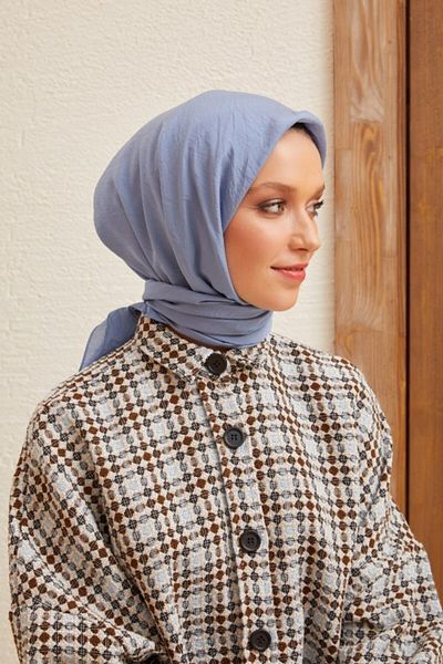 Şalland Plain Silk Viscose Scarf Series Ice Blue