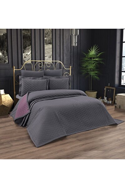 Homeart Gri Mor Çift Taraflı Kapitone Yatak Örtüsü