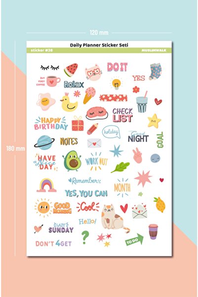 MuslimWalk Daily Planner Sticker Seti - Ajanda, Defter, Planlayıcı Için 500 Adet Sticker Etiket Seti