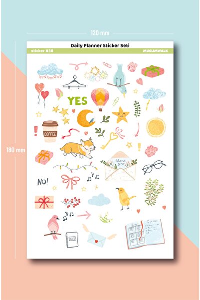 MuslimWalk Daily Planner Sticker Seti - Ajanda, Defter, Planlayıcı Için 500 Adet Sticker Etiket Seti