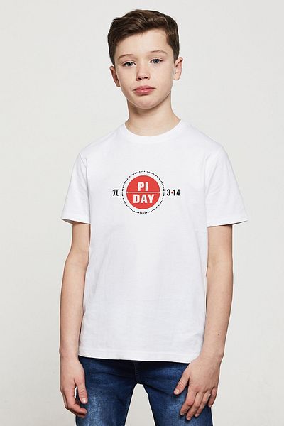 QIVI Tricou cu imprimeu unisex pentru copii, alb Pi Day, roșu