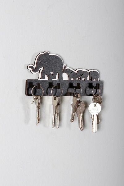 Moccoll Elephants MDF Wall Hanger Laser Cut 17x8,5 Cm Doorway Wall Ornament