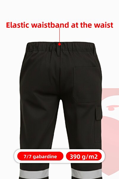 Selçuklu Plus 7/7 Gabardine Winter Worker's Pants Thick Work Trousers with Single Reflector