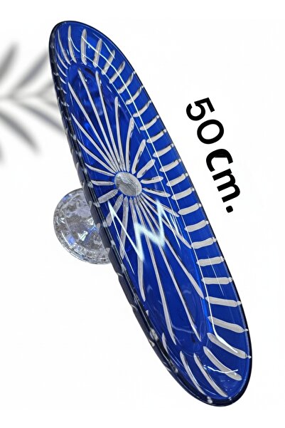 AYZ HOME Handmade Cut Crystal Glass Footed Boat Presentation Plate (50 cm)