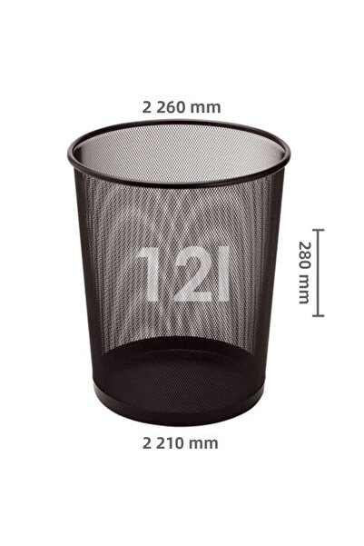Bigpoint |   Coș de gunoi perforat metalic, dimensiune mare, negru, 12 litri, metal inoxidabil