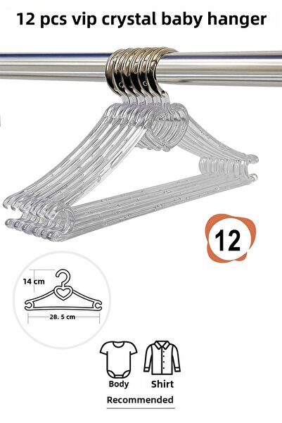 Vip Home Concept Umeraș pentru haine pentru bebeluși 12 bucăți CRISTAL-CĂRȚĂ Umeraș pentru îmbrăcăminte pentru bebeluși VIP